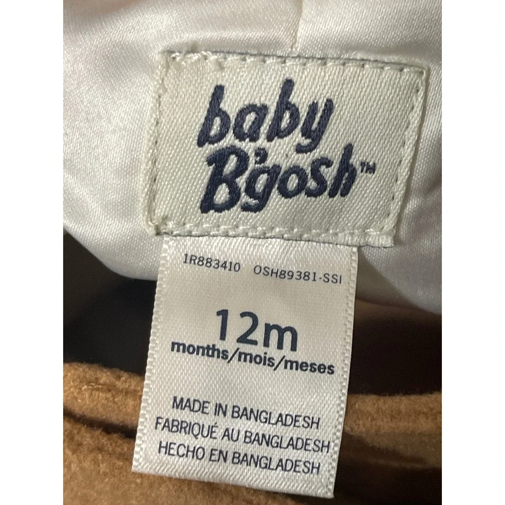 Baby Bgosh Tan Double Breasted Bow Pea‎ Coat 12M Camel Classic Preppy Winter